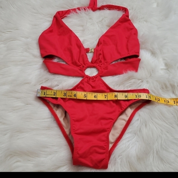 Booty by Brabants Brazilian Red cutouts one piece cheeky high-waist swim wear Lg - Picture 8 of 16